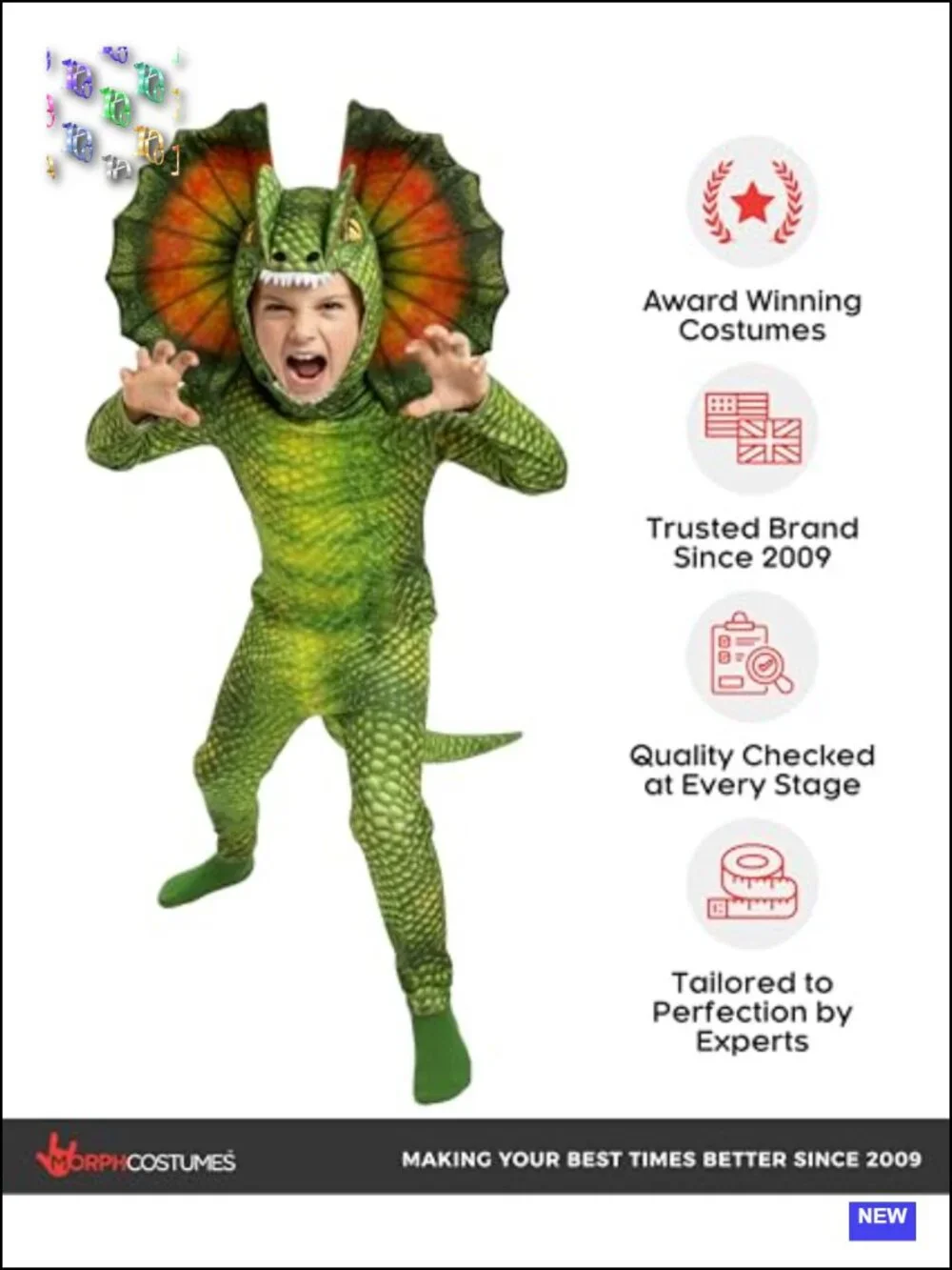 Kids Dinosaur Halloween Costume Boys Dilophosaurus Green Jumpsuit Hood